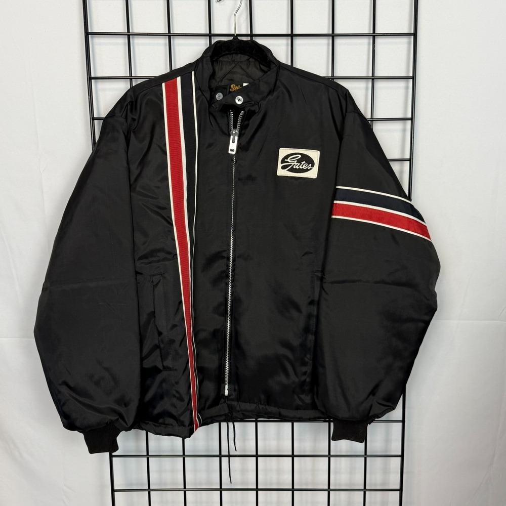 Vintage Swinger Gates Employee Jacket Mens Large Black 70s Workwear Mechanic